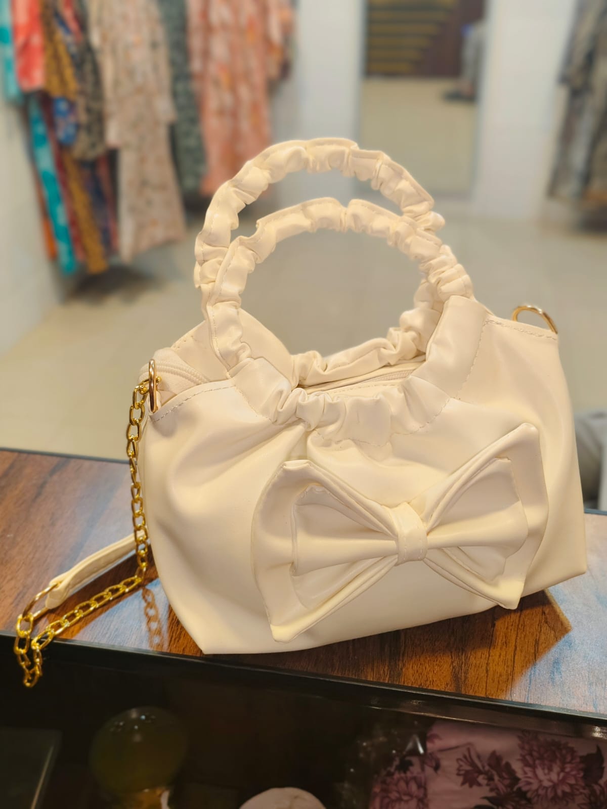 Ruched Bow Handbag