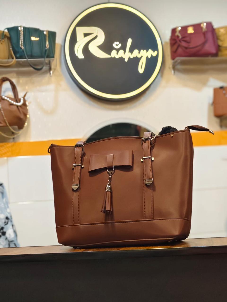 Cognac Brown Elegance Bow Tote