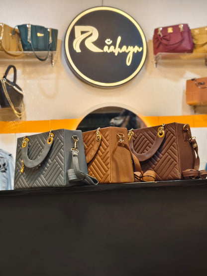 Chevron-Quilted Structured Tote