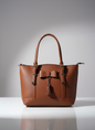 Cognac Brown Elegance Bow Tote