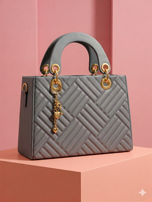 Chevron-Quilted Structured Tote