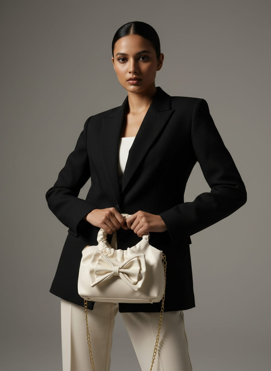 Ruched Bow Handbag