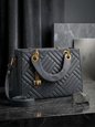 Chevron-Quilted Structured Tote