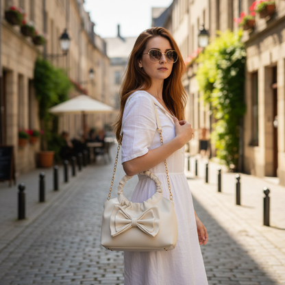 Ruched Bow Handbag